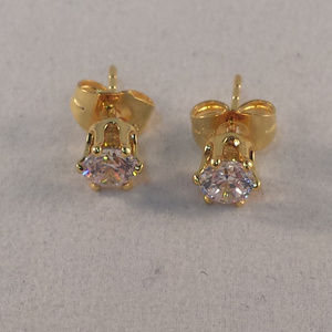 24K Yellow Gold Filled Diamond Zircon Stud Earrings .46ctw ea Women's Party Gift